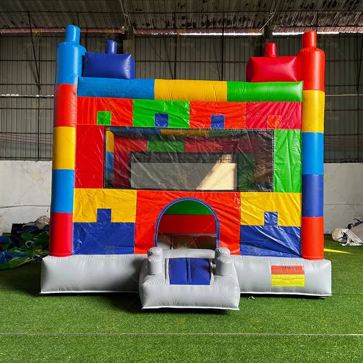 4x4m kids PVC moon walk toy bricks theme bouncer house inflatable bounce house bouncy jumping castle for sale