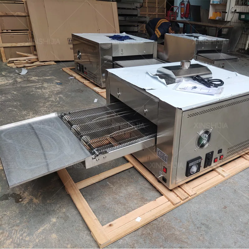 Commercial electric gas 12 18 32 inch countertop conveyor belt roti pita bread pizza baking machine