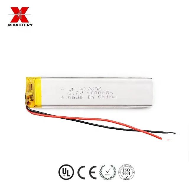 long cycle rechargeable battery 402686 3.7v 1000mah lithium polymer battery