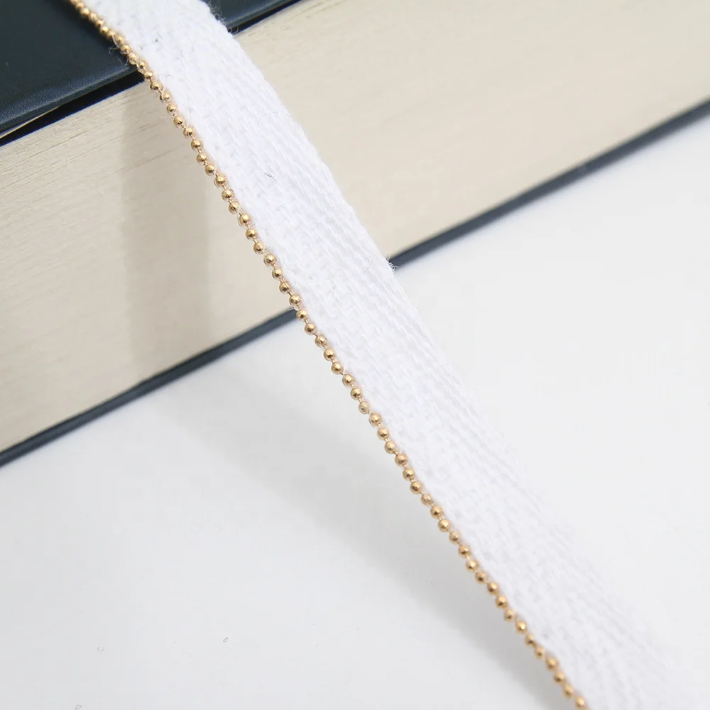 
Wholesale Chain lace trim beaded 0.9 cm Sew-On lace trim Woven herringbone tape lace trimmings for clothes 