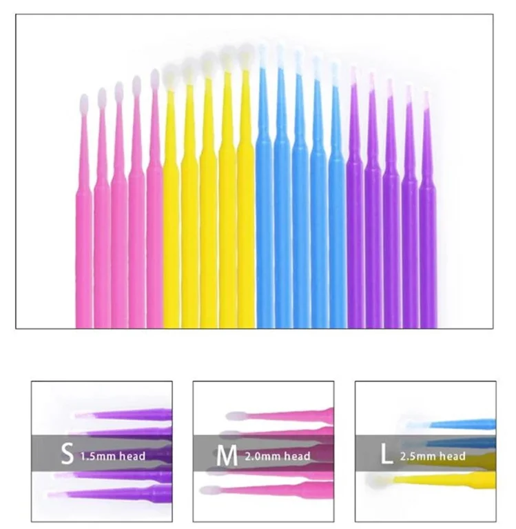 Good Sale 100pcs Disposable Dental Microbrush Brush Eyelash Extension Micro Applicator Microbrush