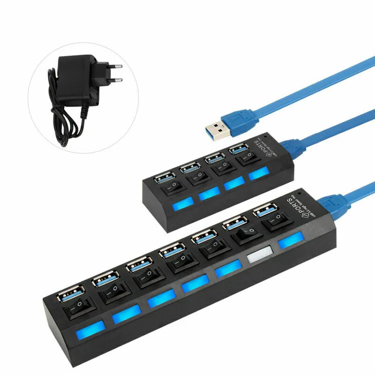 4/7-порт USB 3 0 концентратор с отдельными выключателями питания и светодиоды