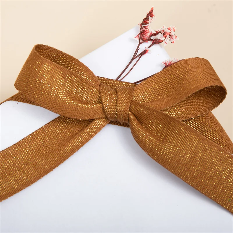 Polyester manufacturer christmas sparkle craft gift glitter satin ribbon for party decor