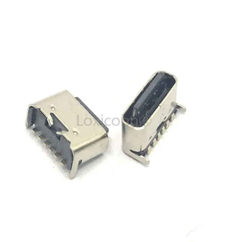 Factory direct sell USB Connector  L5.0 6PIN 180 degree SMT Female Type C USB  For PCB