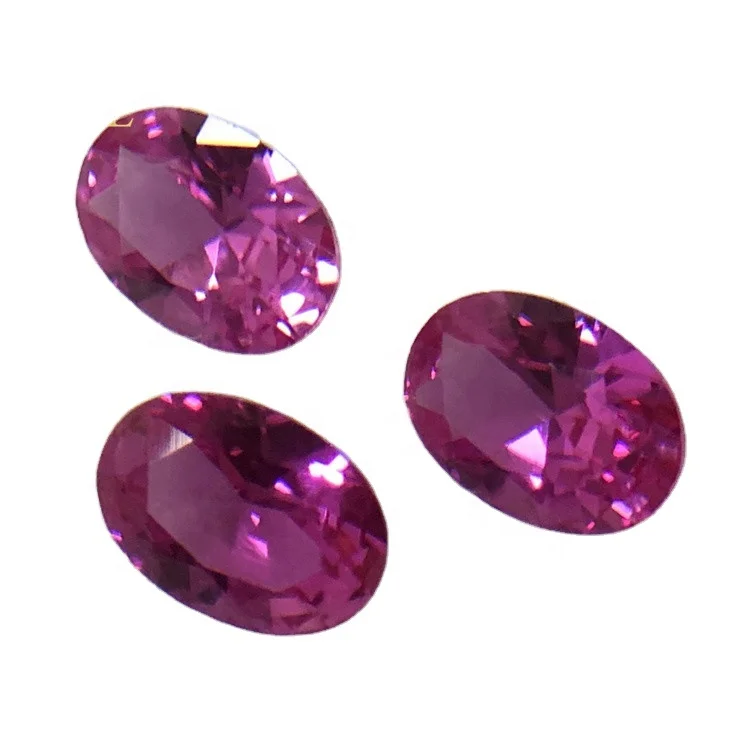 Niel gems 3# synthetic rose sapphire gemstones egg shape corundum stones prices pink saphire oval ruby