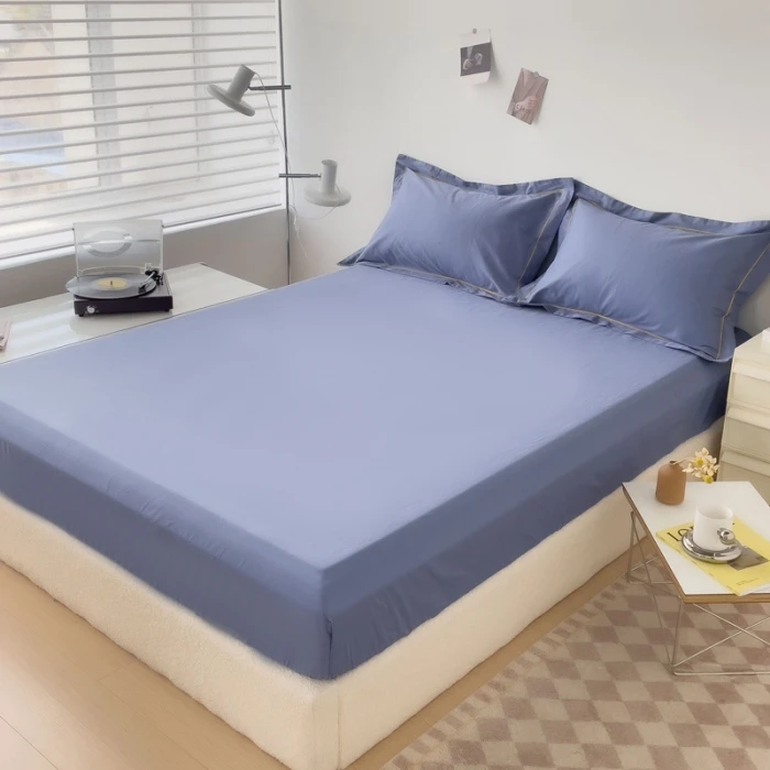 100% cotton bedspread solid fitted sheet with pillow shams mattress protector candy bed linen customized size