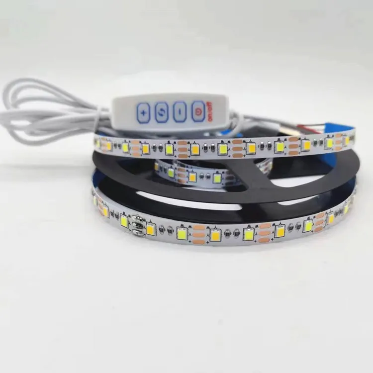 1M/2M/3M DC5V USB SMD2835 120LEDs/m CCT Warm white + White Dual White LED Flexible Strip with Controller