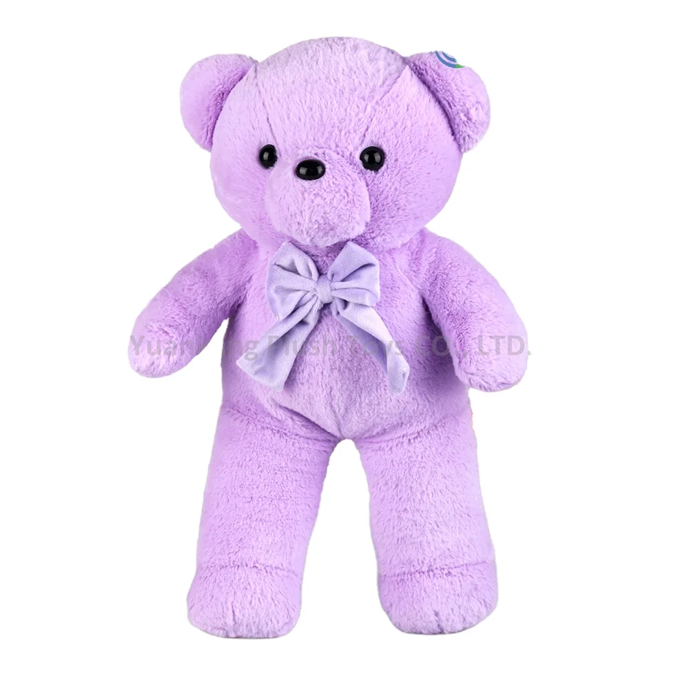 New products plush toys promotional big stuffed teddy bear purple with bow