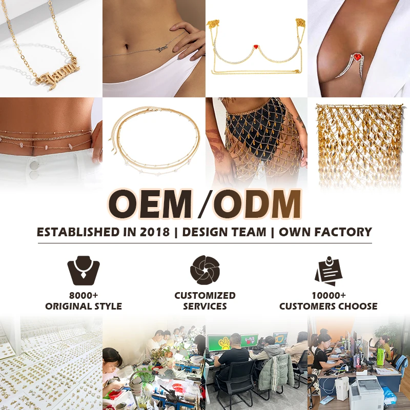 18K Gold Plated Stainless Steel Body Chain Sexy Pattern Waist Bead with Copper Material Gifts Waist Chains Jewelry