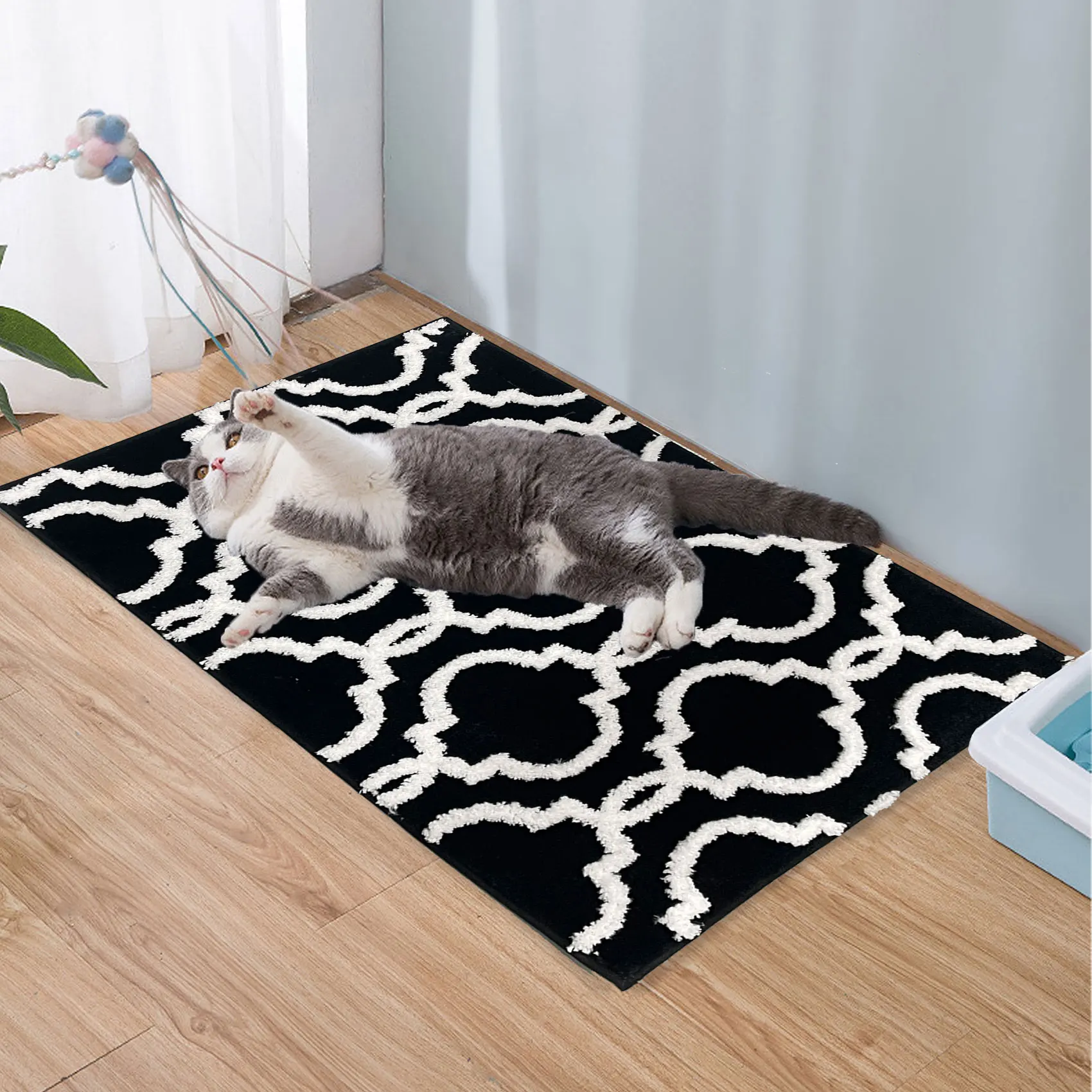 Home Shower Non-slip Bathroom Carpet Hotel White Black Bath Mat