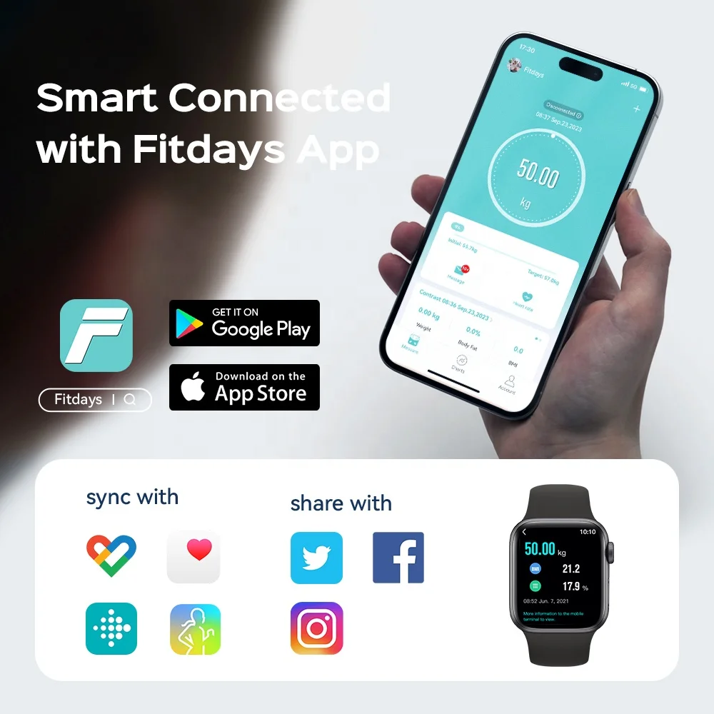 Free OEM Smart Scale Personal Digital Bathroom Scale with Welland New Original Indoor VA Screen Body BMI Heart Rate Scale