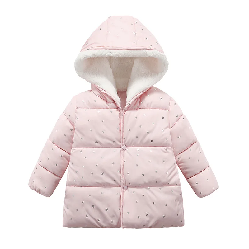 
Long Sleeve Winter Warm Cotton Jacket Puffy Lightweight Fashion Winter Little Girls Short Hat Kids Cotton Warm Coats 