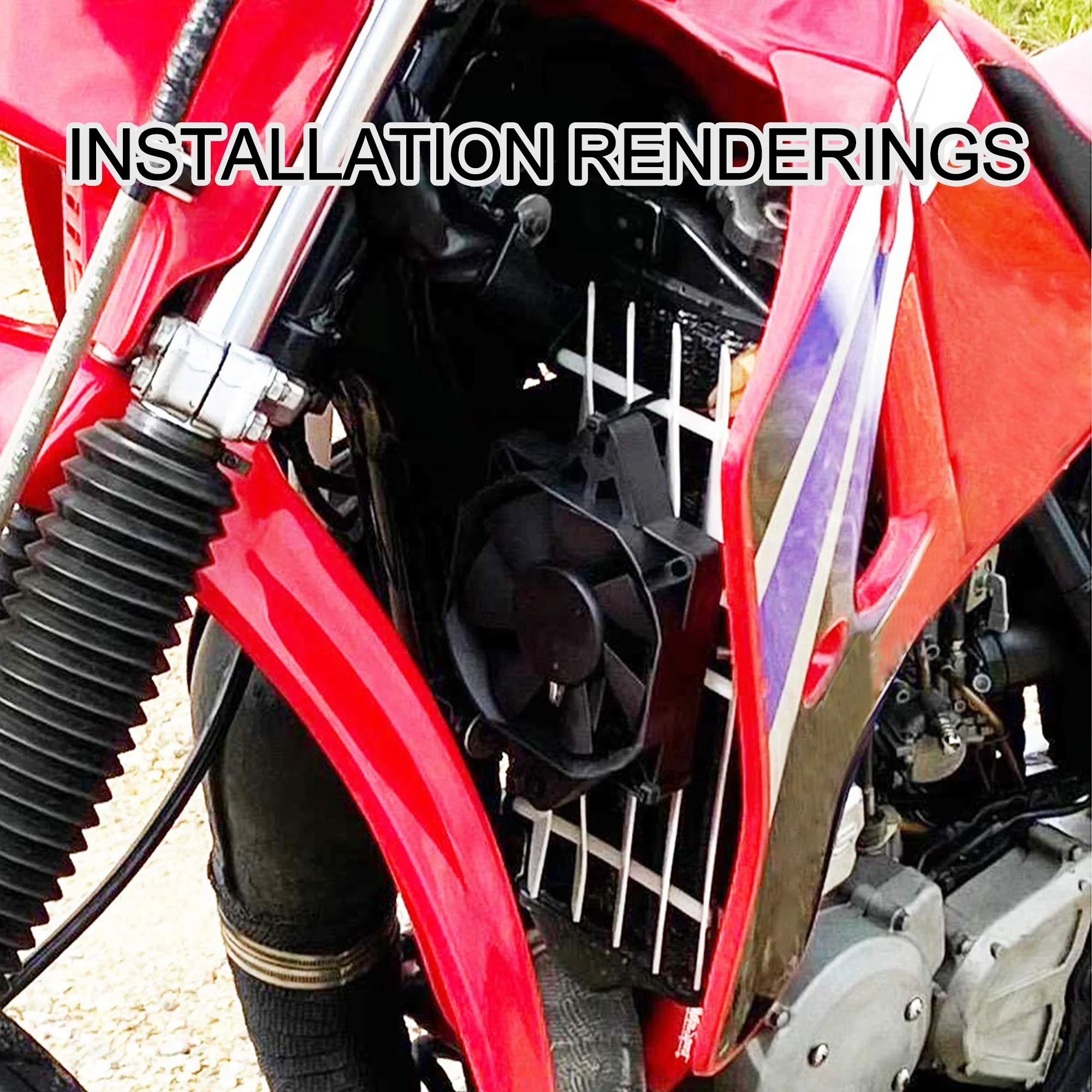 GOOFIT 12V DC Square Radiator Cooling Fan Replacement for Motorcycle 200cc 250cc Water-cooled ATV Dirt Bike Go Kart