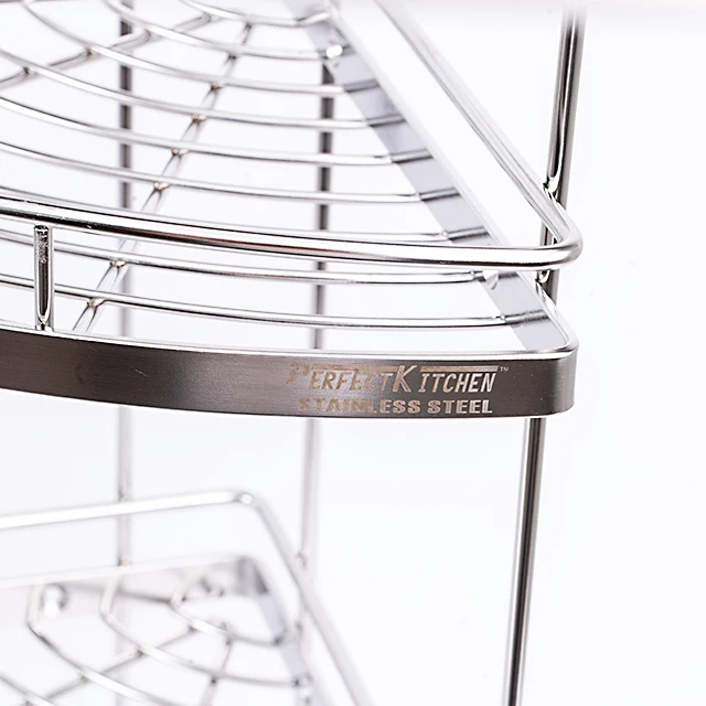 factory wholesale 3 tier storage basket stainless basket for kitchen corner and bathroom corner