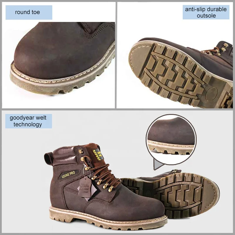 Goodyear Top Quality Men Women Shoes Midsole Brown Boots Welt Cow Leather Toe Steel Factory Price Outdoor Adult Industrial Mesh