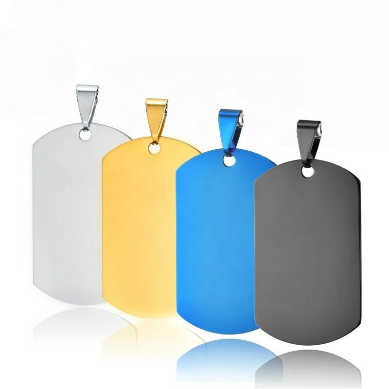 
Factory custom rose gold black stainless steel blank metal dog tag with necklace 