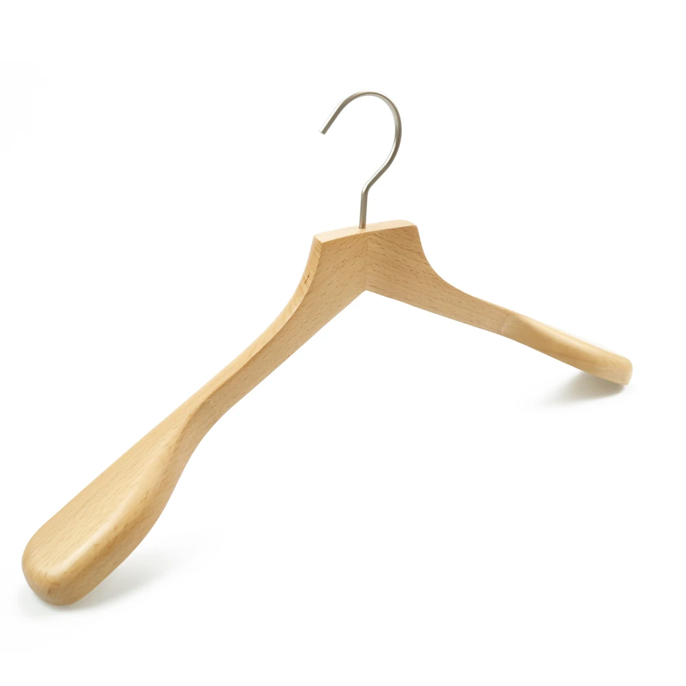 Factory High Quality Luxury Wooden Coat Hanger Wide Shoulder Solid Wood  Flat Head Suit Hanger