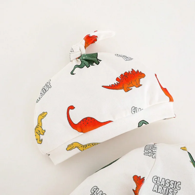 Unisex Dinosaur Romper for Newborns Organic Knitted Cotton Long Sleeve Full OEM Service White Boutique Baby Clothes for Spring