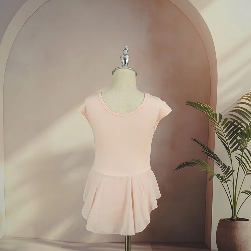 Fashionable hot selling sleeveless light pink dance trainingwear skirted ballet leotard