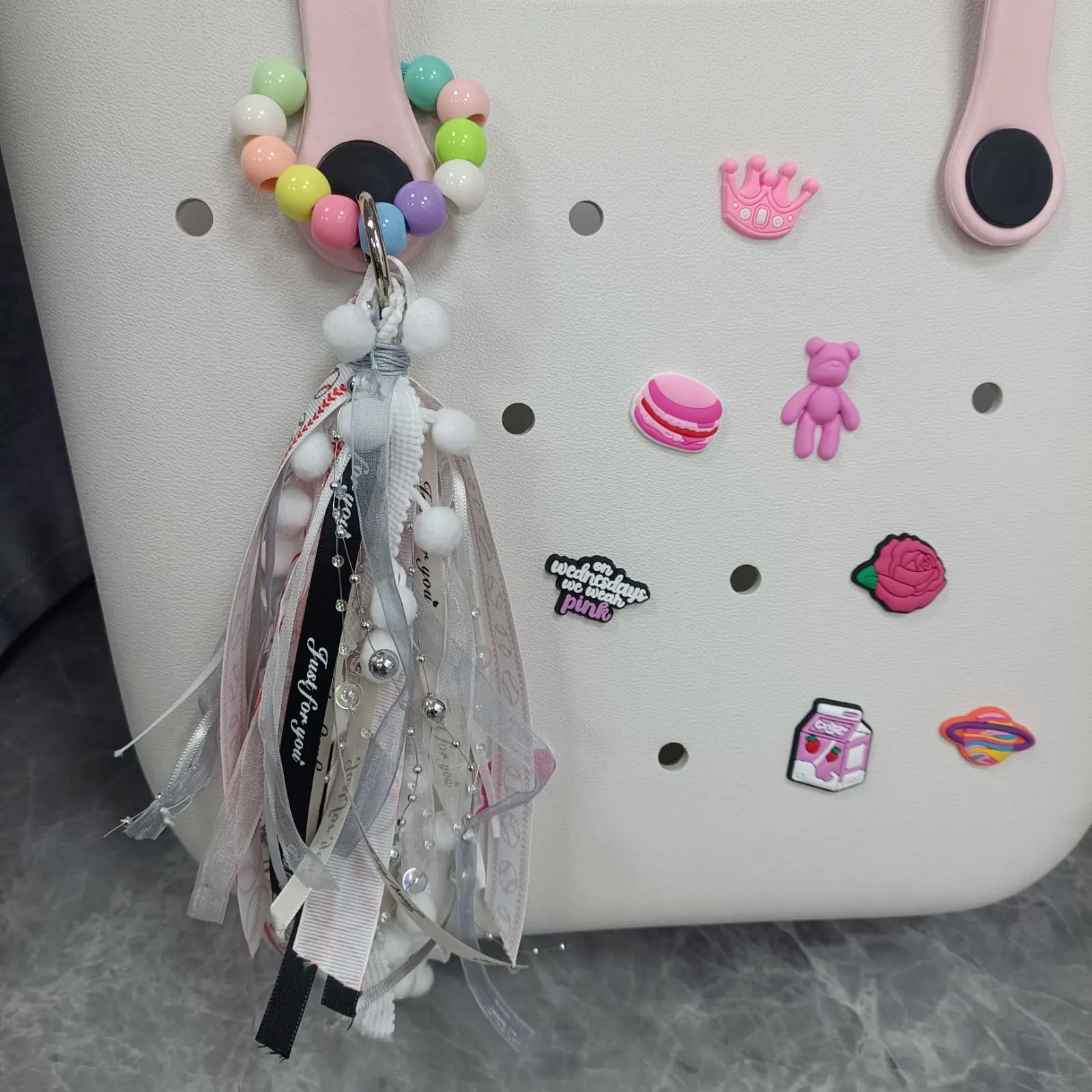 Gift 2024 Cute Soft Keychain Ring Pedant Bag Charm for women accessories Connector holder beach pool many colors