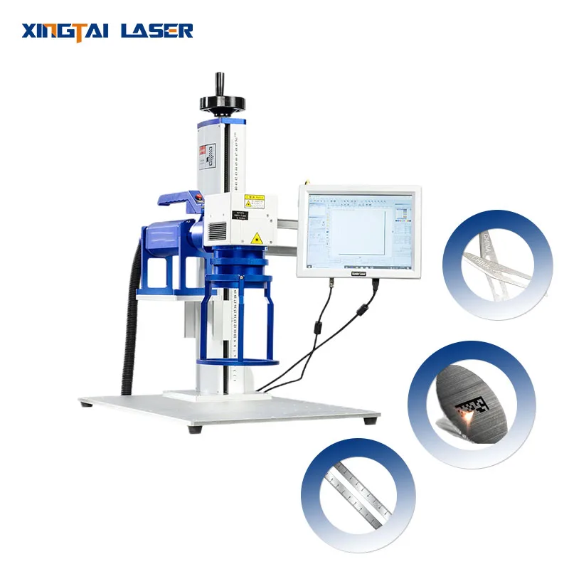 80*80 Auto Focus 2D Glass Fiber Laser Engraving Machine 100W Yag For Wine Gold Jewelry Dog Plates Engraving