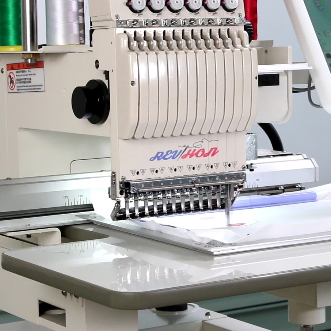Industry Flat Embroidery Machine 12 Needles Monogramming Machinery For Tshirt  Hat Textile  Fabric