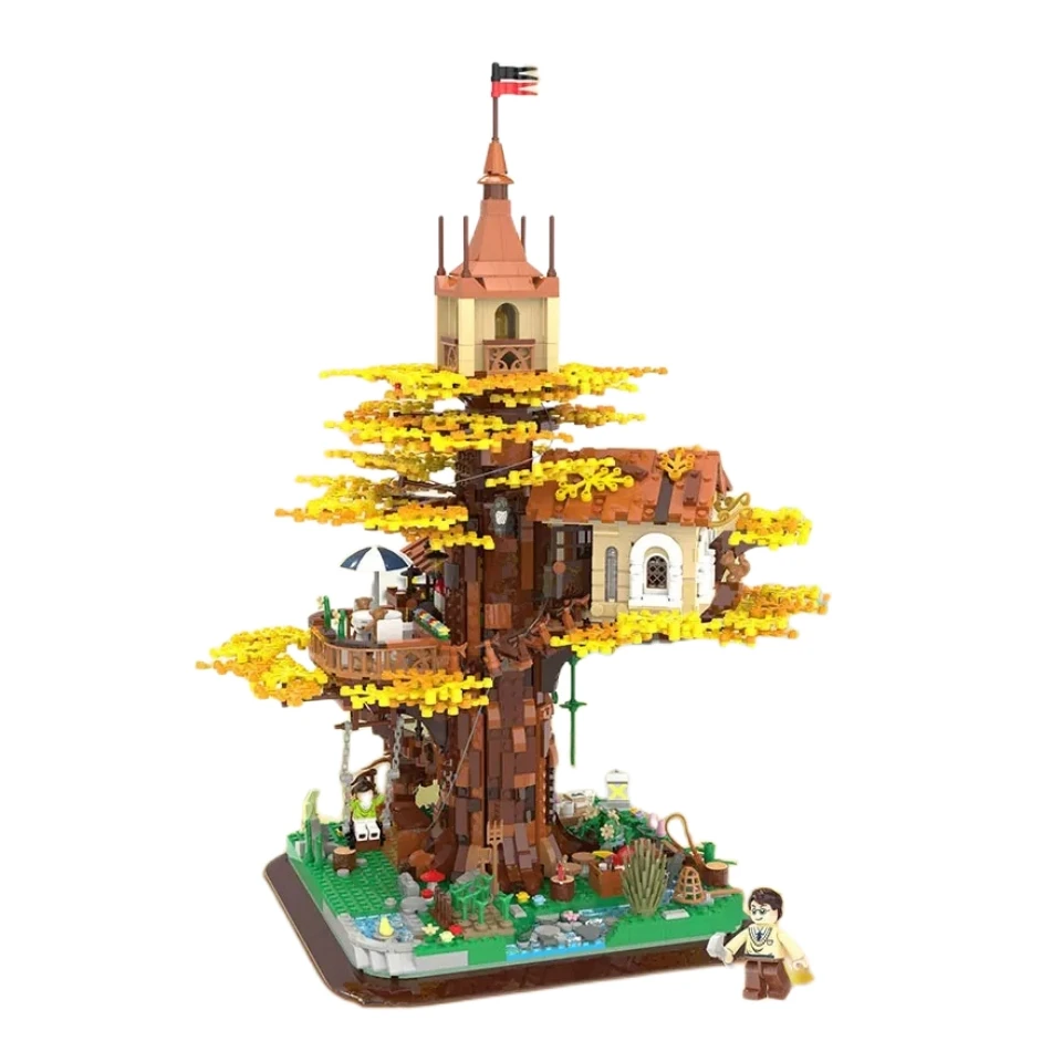 00416 Tree house street view spring autumn creative Decoration Mini Building Block Figure Plastic Toy gift kids girls boys