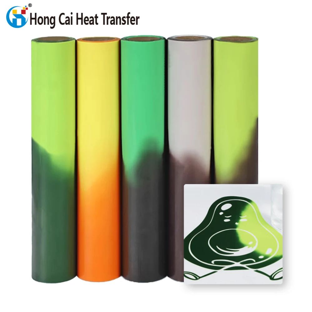 Hongcai high temperature color changing HTV printing material luminous heat transfer film color heat transfer vinyl roll