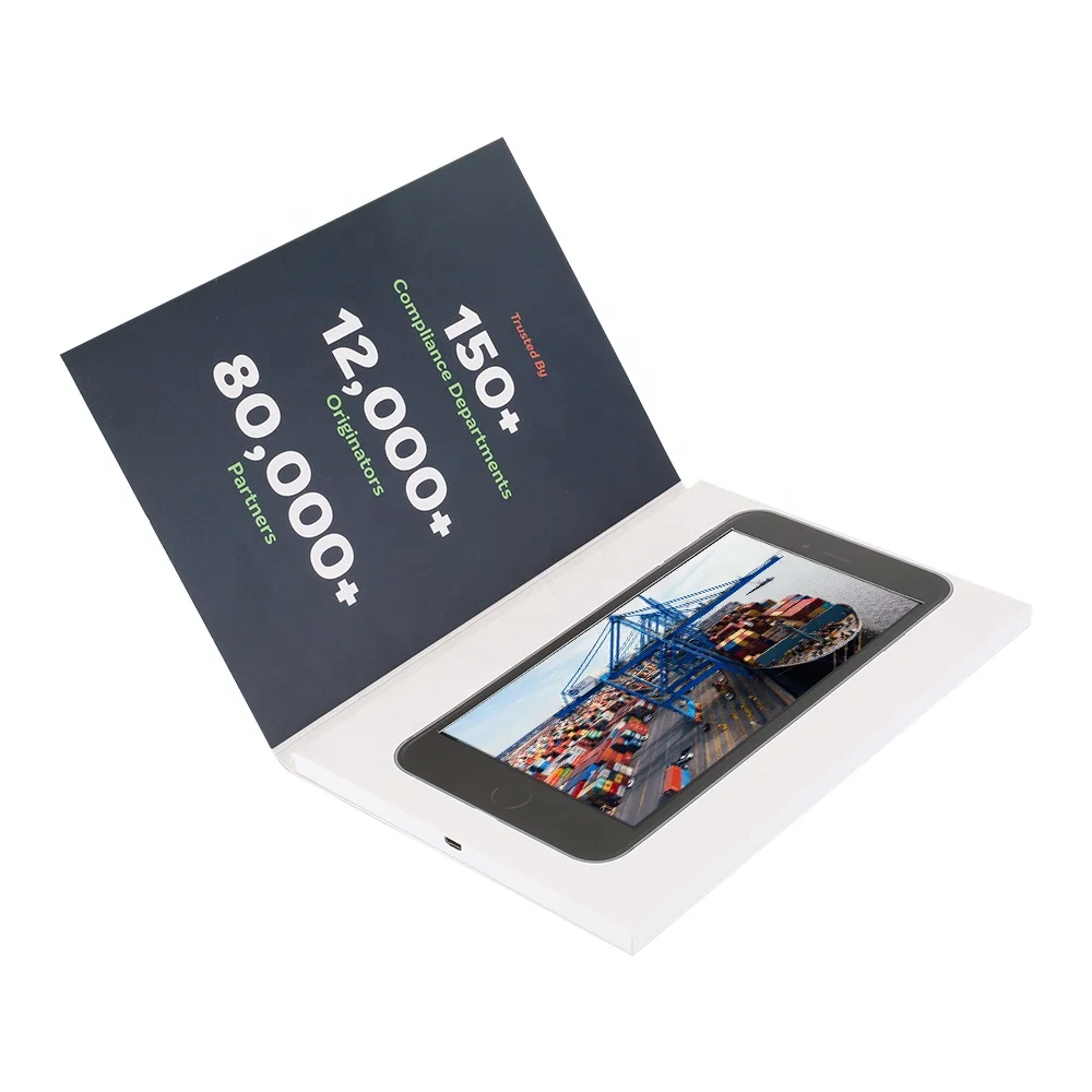Custom Logo customize video gift brochure cards box 2.4 inch video  brochure sleeve lcd screen a4 video brochure kit card