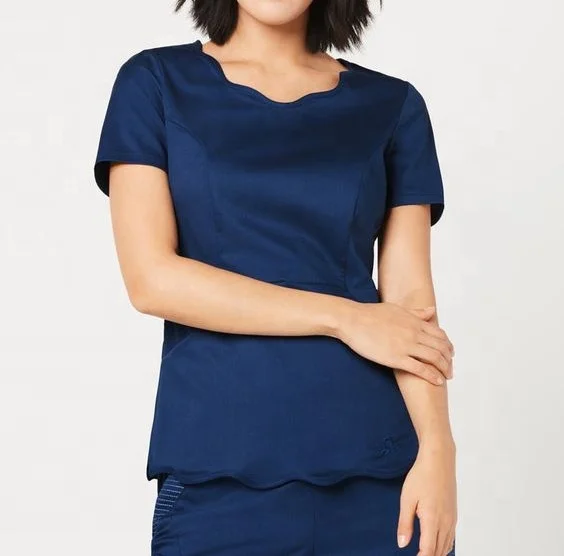 Latest design High quality 4 way stretch scrubs  anno medical scrub uniform Petal style medical uniforms scrubs women