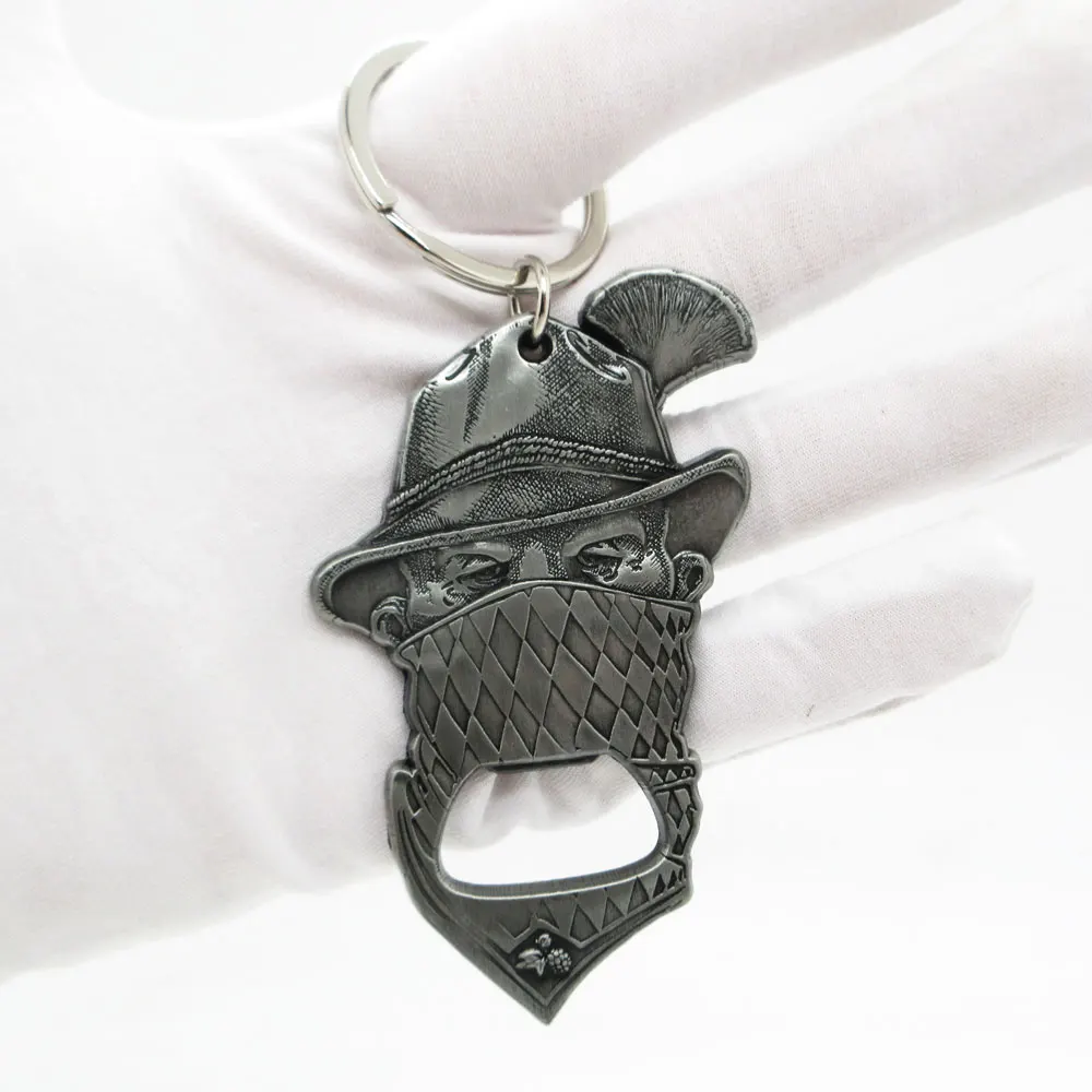 Custom Logo Metal Keychain Fashion Style Gun Shaped Bottle Opener Cheap Customizable Zinc Alloy Iron Souvenir Blank Key Ring