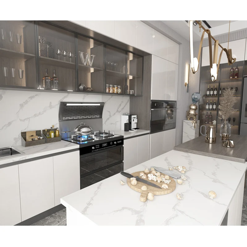 Calacatta Quartz Prices Wholesale Artificial Stone Island White Quartz Calcutta Countertop Slab