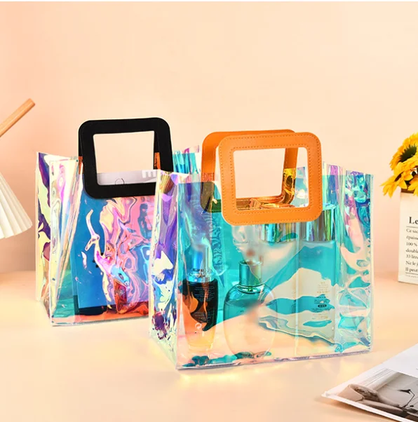 2024 Hot-selling PVC make up tote bag colorful gift shopping bag custom laser pvc bag