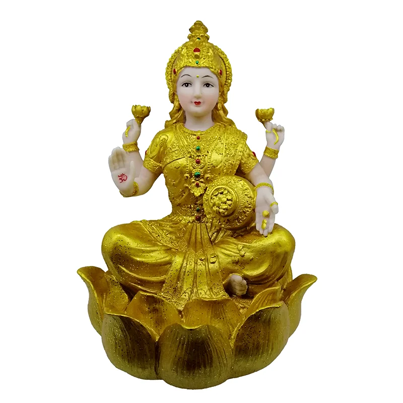 Indian Gods Hindu Goddess Golden Figures Hindu Religious Laxmi Lakshimi Home Decoration Statue