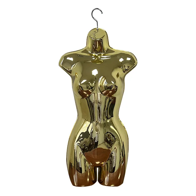 Display the female mannequin torso with a hollow back and hooks for a unique presentation
