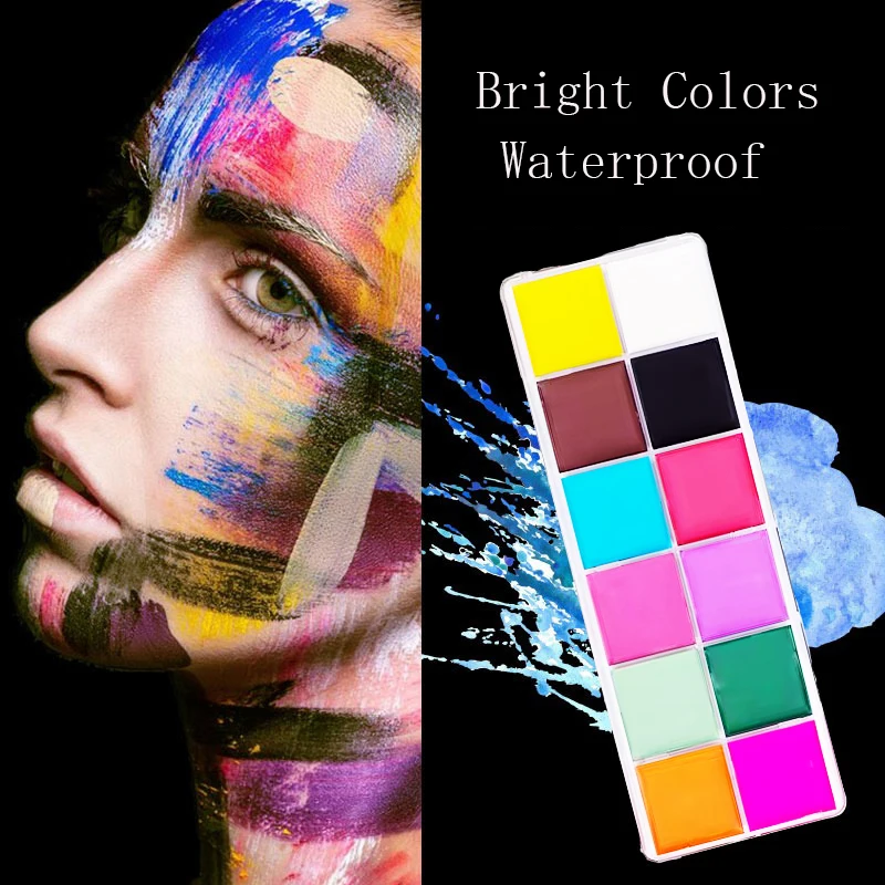 12 Colors Body Face Paint Water-soluble Halloween Play Christmas  Drama Oil Clown Fandango Cream Makeup Paint