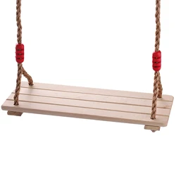 Good Quality GladSwing Kids playing 4pcs wooden baby swing seat with red knot adjustable rope