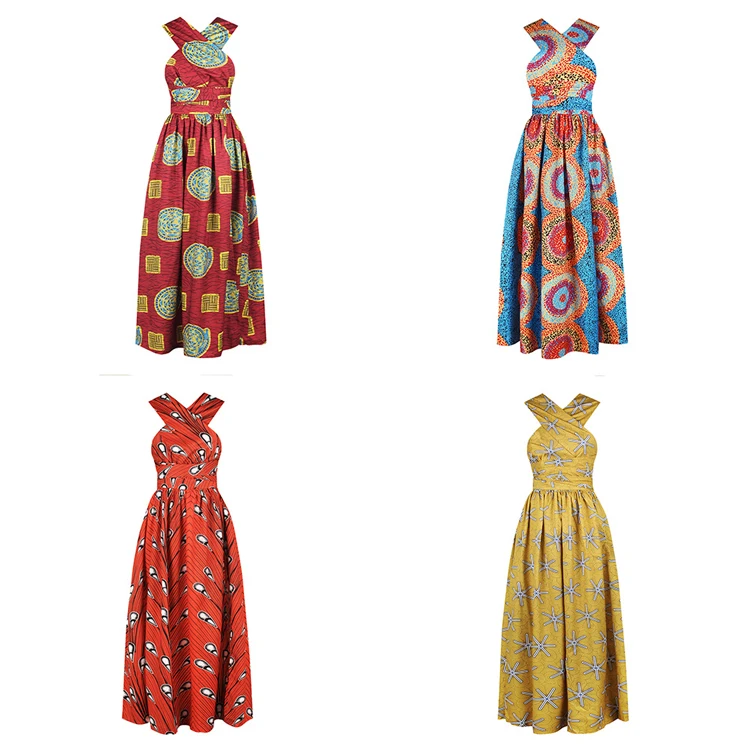 
2019 African Fashion Designs Elegant Clothing African Print Long Maxi Dress Sexy Dresses Party 