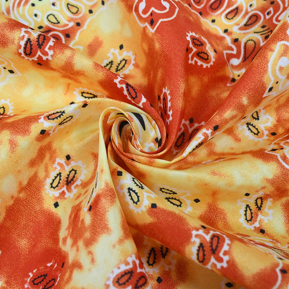 Wholesale Tie Dye Polyester Paisley Bandana Custom Print Hip Pop Colorful Paisley Bandana Scarf