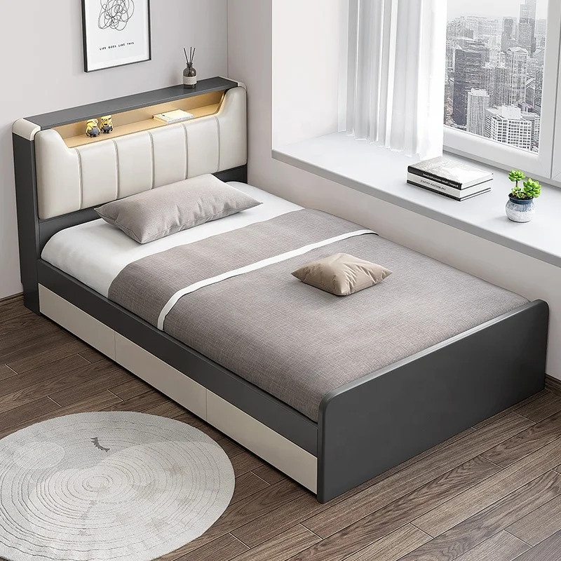 Bedroom Furniture Sets Multi-function Smart Sensor Light Storage Single Bed