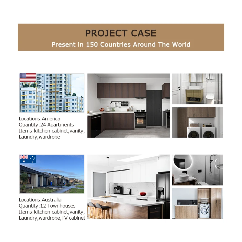 Prodeco Furniture Custom Best Maker of Black Brown Modular Fiberglass Kitchen Cabinets Design for Project