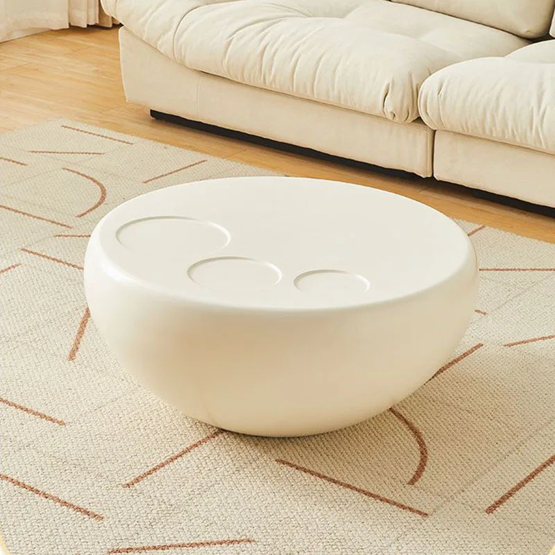 Simple Round Modern Cream Style Living Room Small Apartment Internet Creative Design Coffee Table