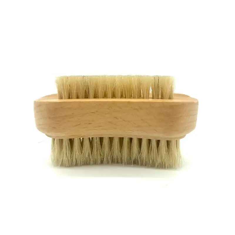 All Natural Laser Logo Double Side boar Bristle Wooden Nail Dust Brush Fingernails Cleansing Brushes