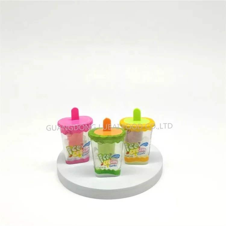 Hot Selling Sweets Fruit Flavor Ice Cream Lollipop Hard Candy With Powder