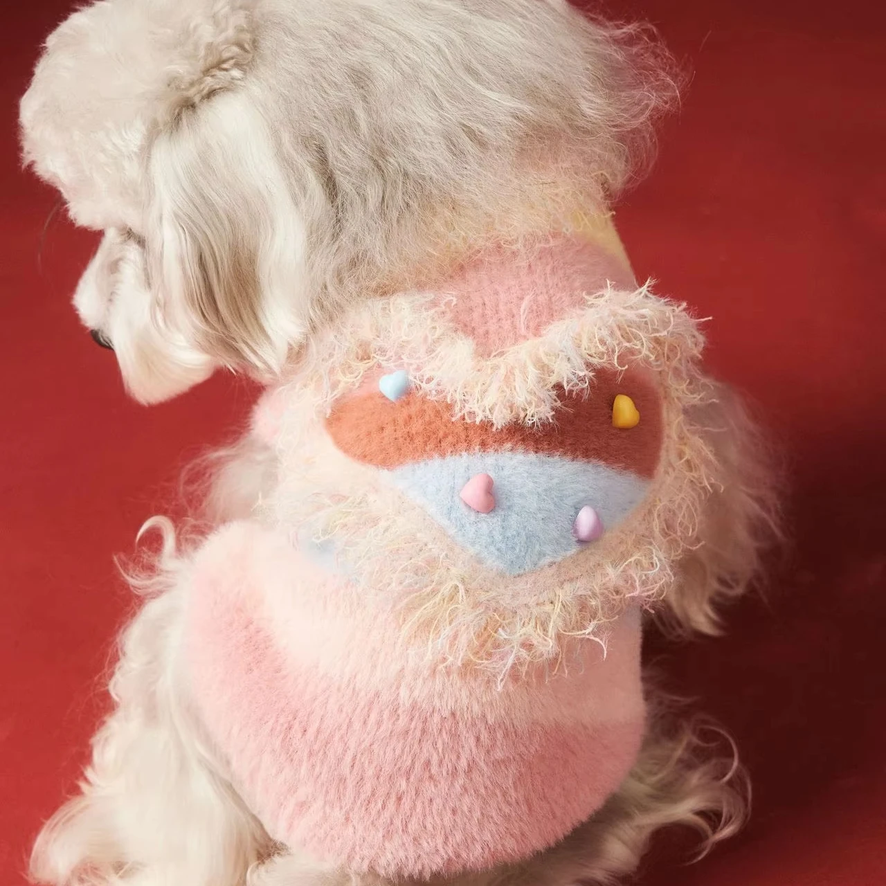 JXANRY Dog Clothing Autumn And Winter Sleeveless Cute Love Tassel Sweater Teddy Schnauzer Rebbie Bear Vest