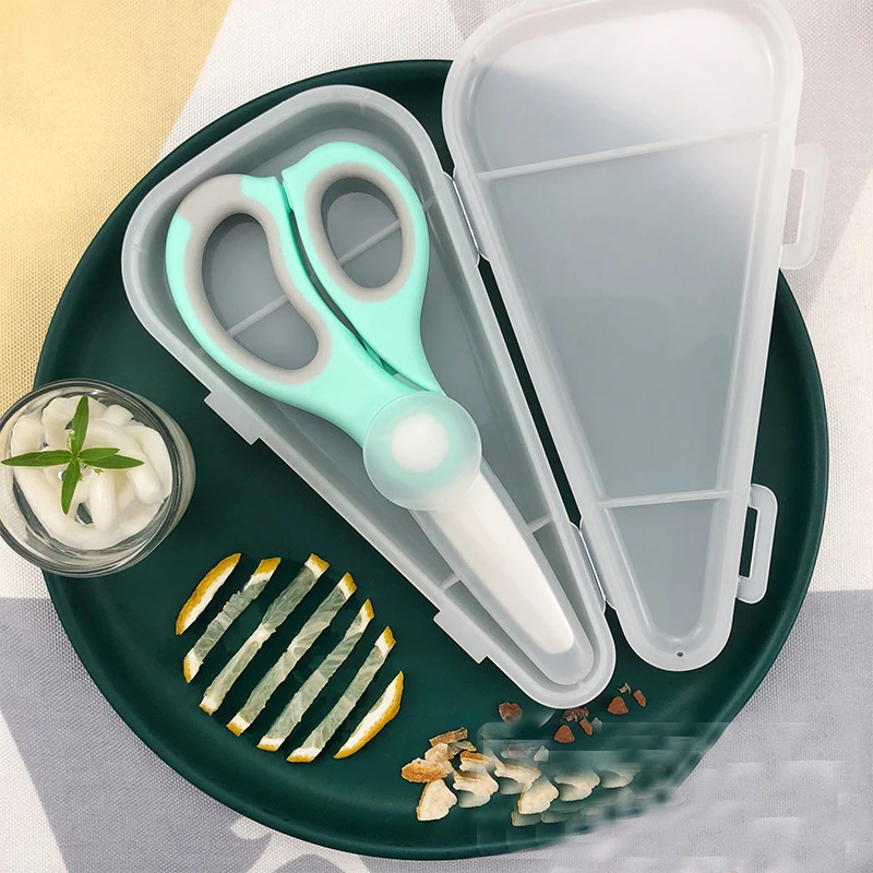 Baby Food Mills Ceramic Scissors Portable Infant Feeding Aid Scissors with Shear Case Food Scissors Baby Supplies Baby Tableware