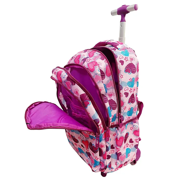 18 inch Wheeled kids rolling school bag lunch bag with pencil case for boys and girls