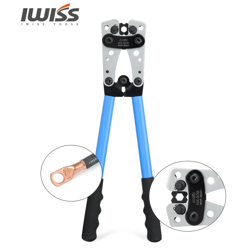 
 Iwiss HX-50B медная трубка AWG кабель 8-1/0 инструмент для обжима кабеля руководство  