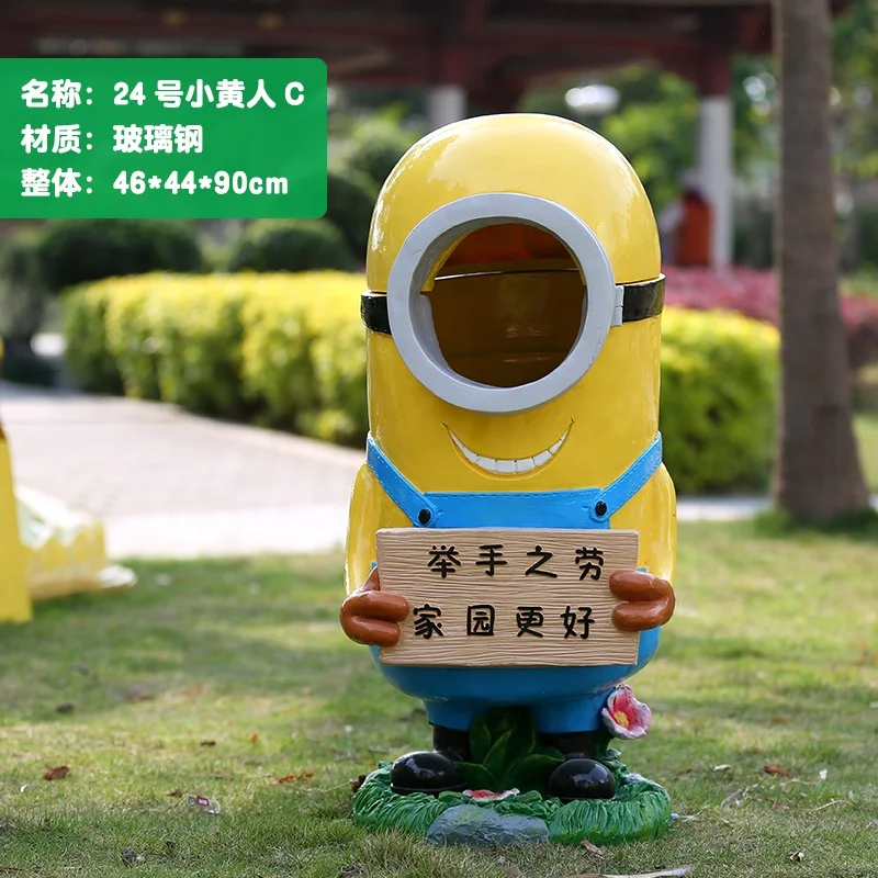 Life Size Outdoor Trash Can Bins Decoration Cartoon Statue Trash Micky And Minny Character Theme Park Trash For Children Style