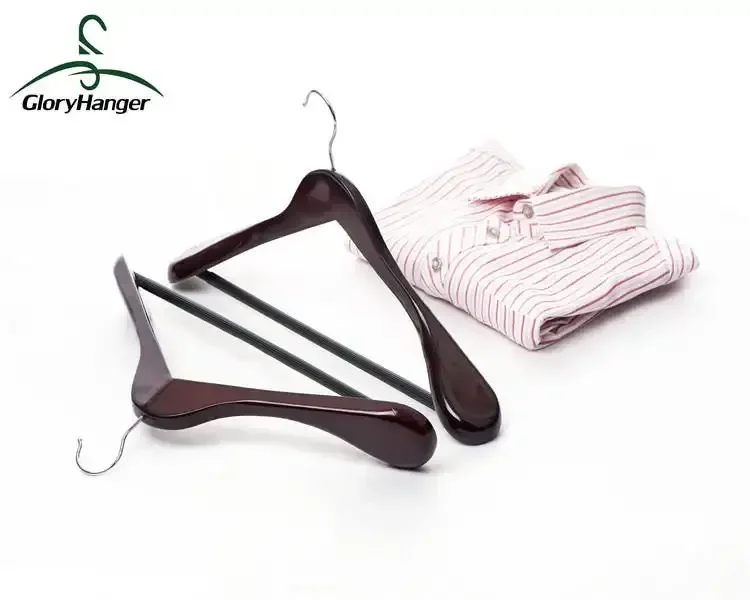 Wholesale hot sale cheap clothes hangers home use non-slip wide shoulder wooden suit hanger custom logo